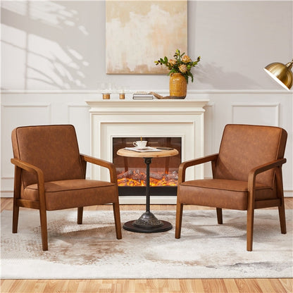 Set of Two Mid-Century Retro Modern Upholstered Lounge Chairs