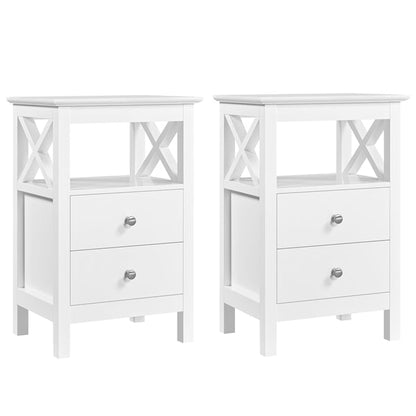 2PCS Farmhouse Bedside Table with 2 Drawer End Table Nightstand