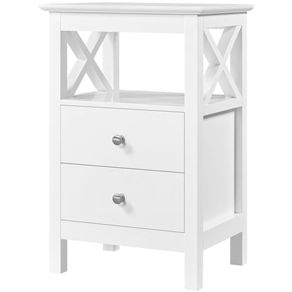 2PCS Farmhouse Bedside Table with 2 Drawer End Table Nightstand