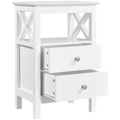 2PCS Farmhouse Bedside Table with 2 Drawer End Table Nightstand