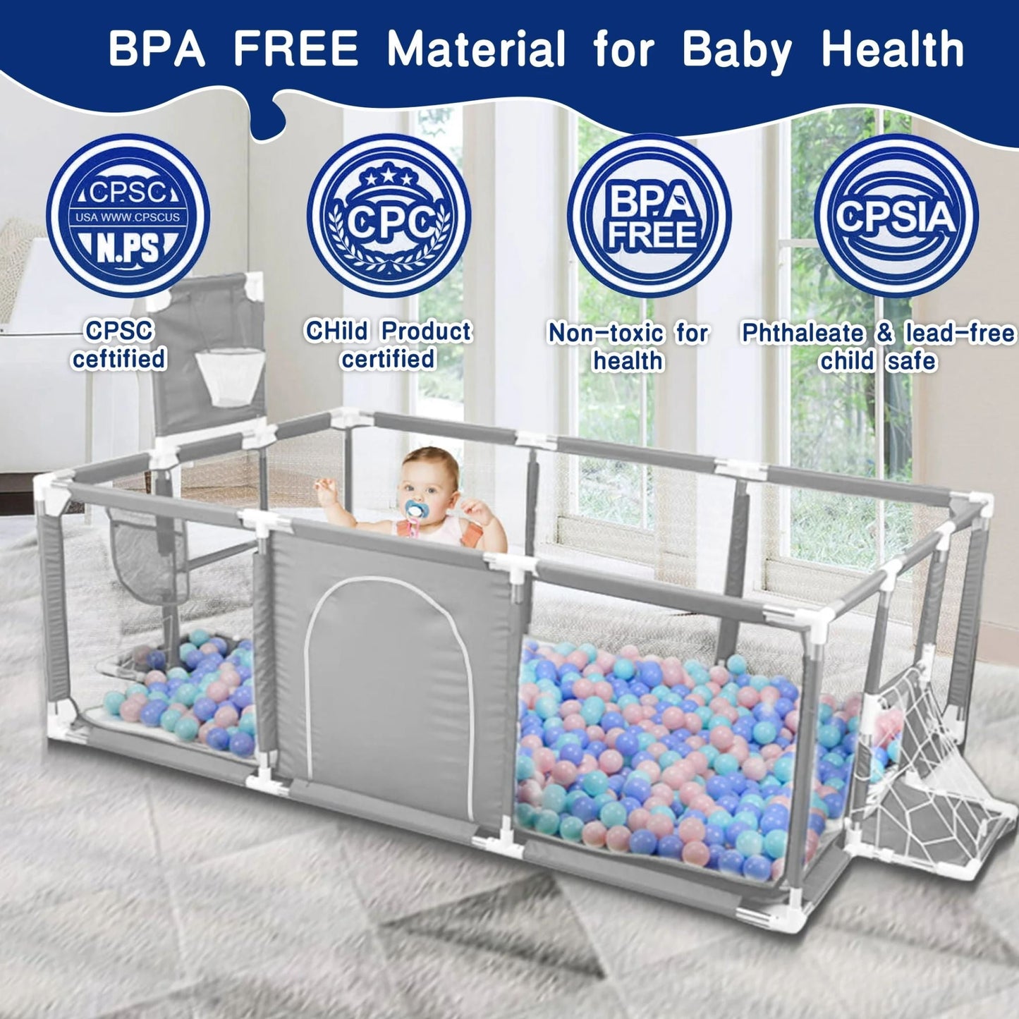 Portable Baby Playpen Fence Gate Wall Fence Barrier PlayPen