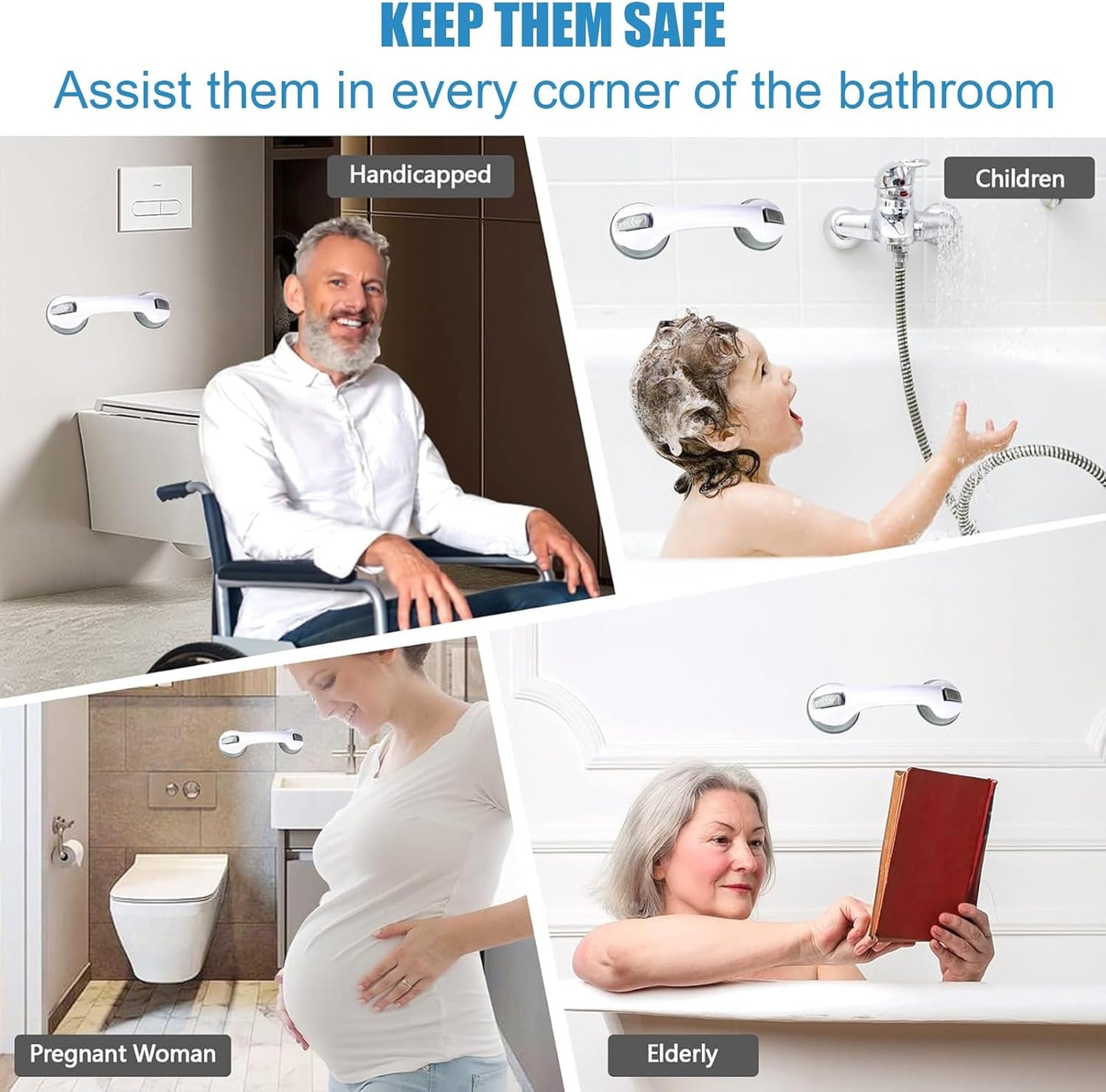 Bathroom Suction Grab Bars Armrest Toilet Assist Handle Shower Handle