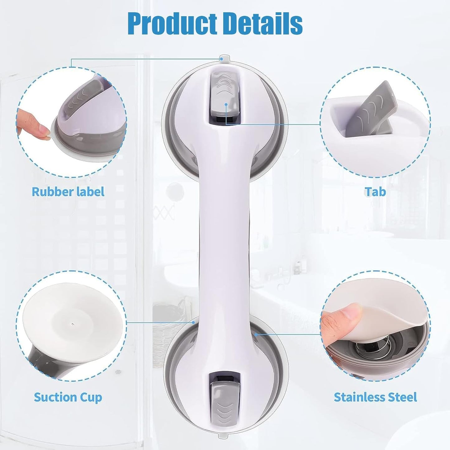 Bathroom Suction Grab Bars Armrest Toilet Assist Handle Shower Handle