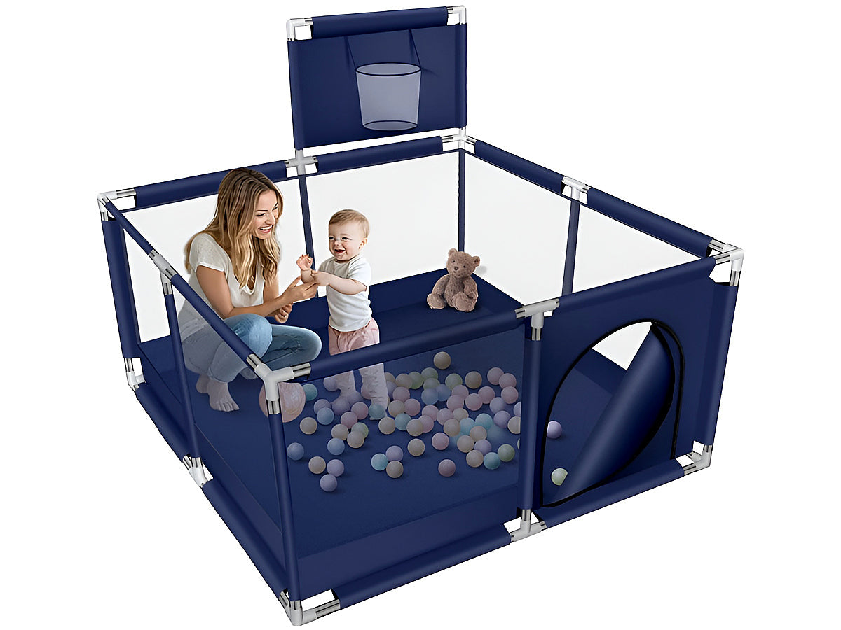 Portable Baby Playpen Fence Gate Wall Fence Barrier Play Gym Mat 125cm