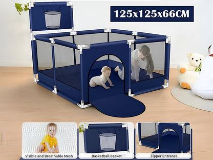 Portable Baby Playpen Fence Gate Wall Fence Barrier Play Gym Mat 125cm