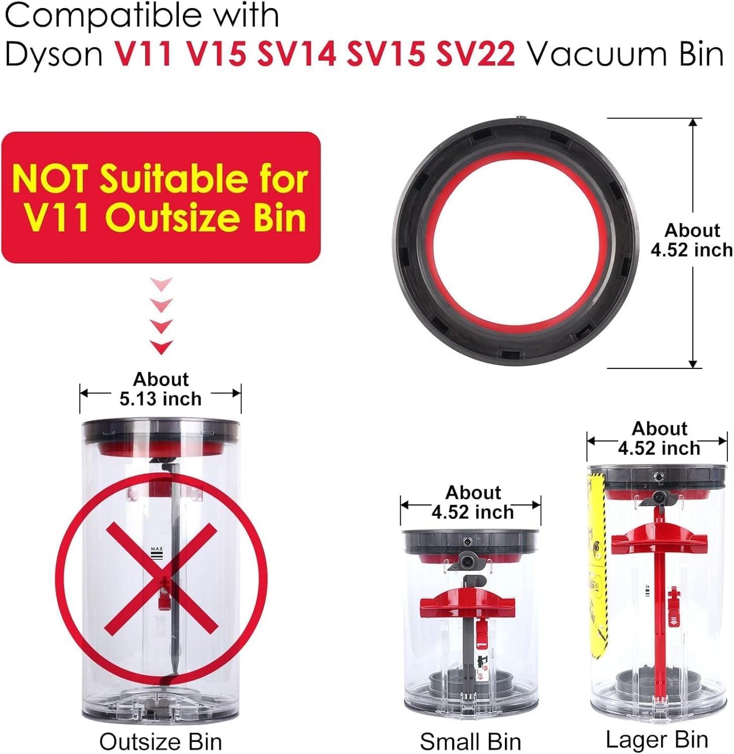 Replacement for Dyson Dust Bin Top Fixed Sealing Ring