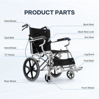 Folding Transit Wheelchair Lightweight