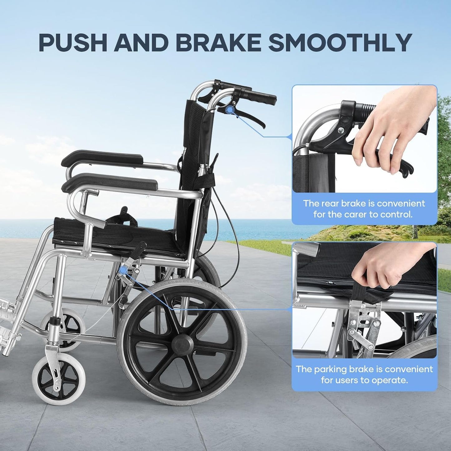 Folding Transit Wheelchair Lightweight