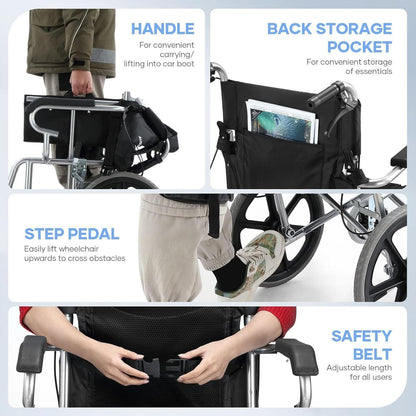 Folding Transit Wheelchair Lightweight