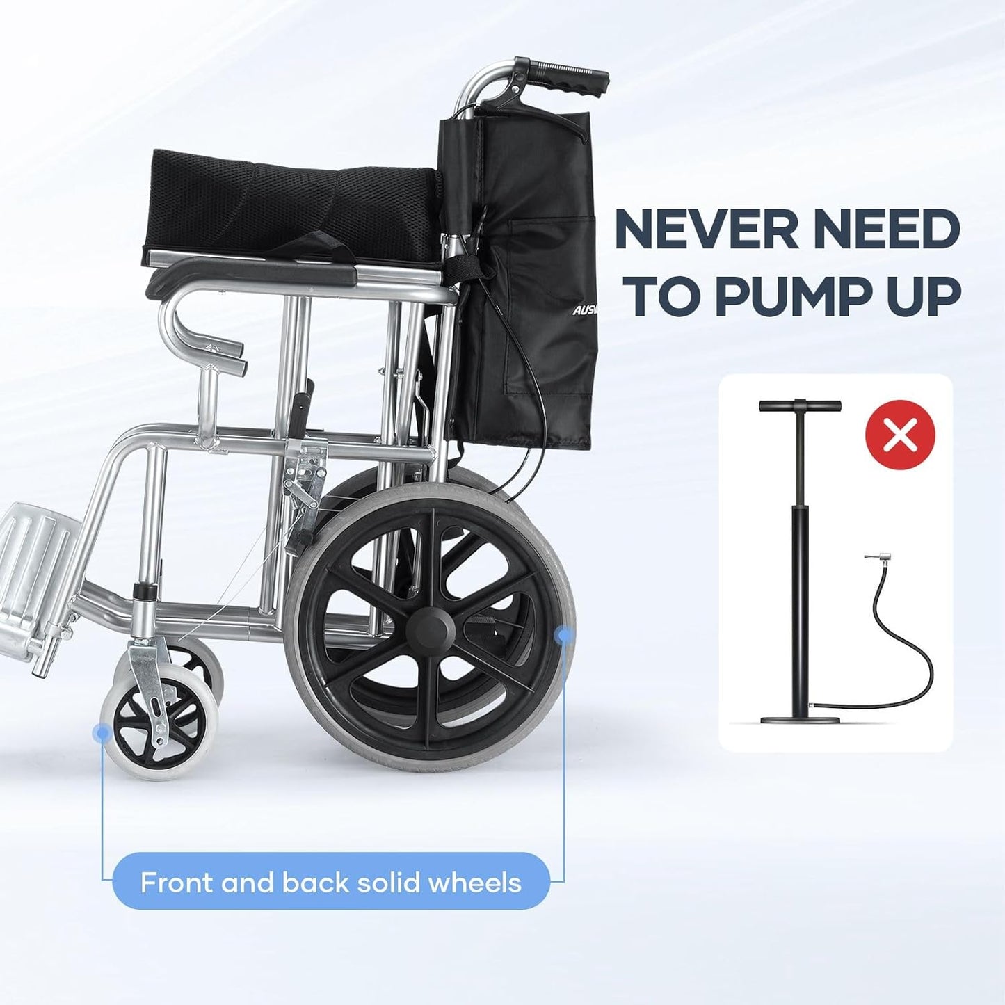 Folding Transit Wheelchair Lightweight