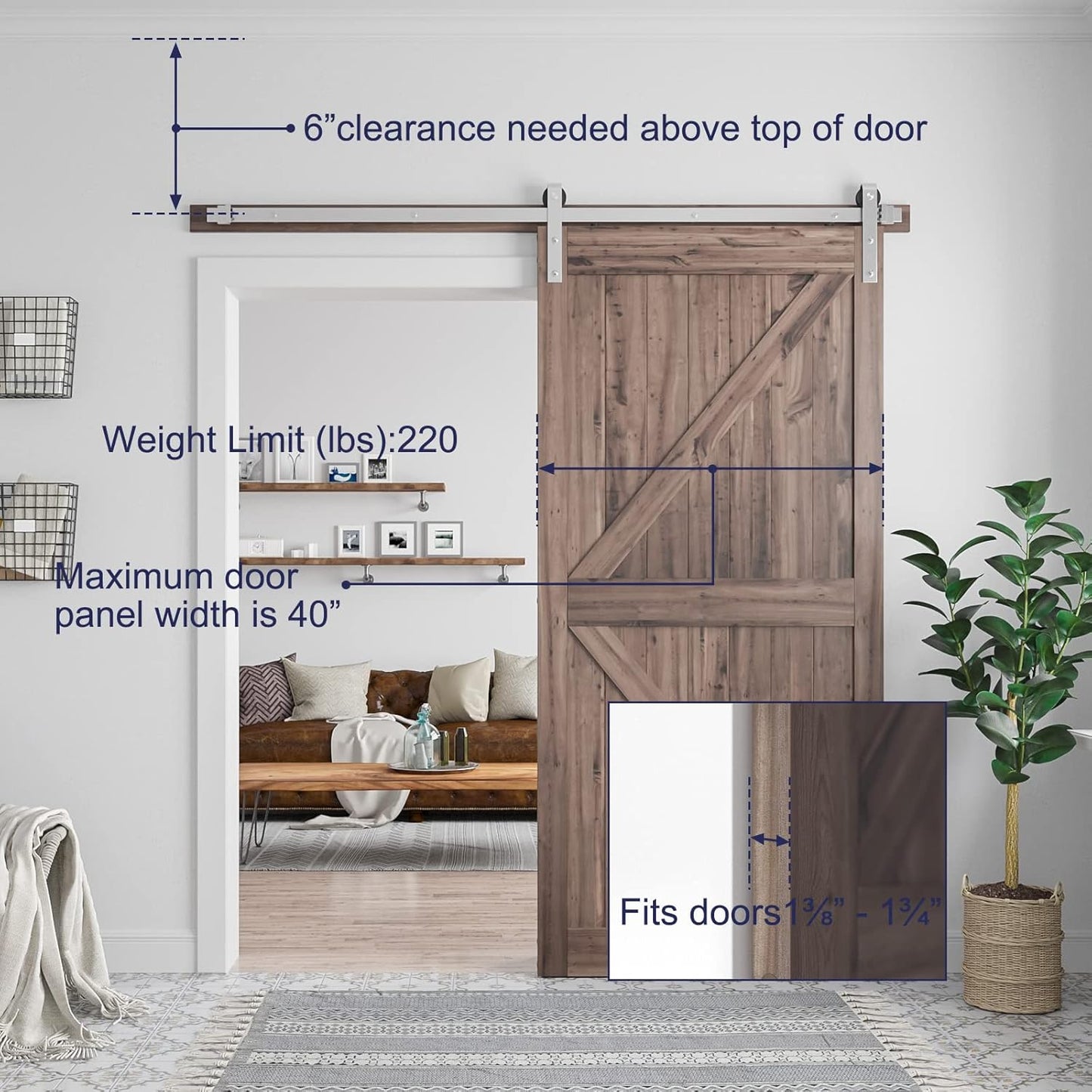 Barn door Hardware 2M Single Door