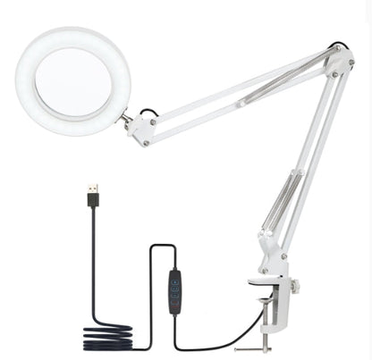 5X Magnifying Lamp with Big Clamp 3 Adjustable LED Light 10 Brightness Magnifier