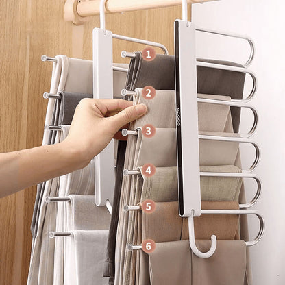 Mobie Space Saving 6 in 1 Multi Functional Folding Hanger for Pants Ties and Belts E2020