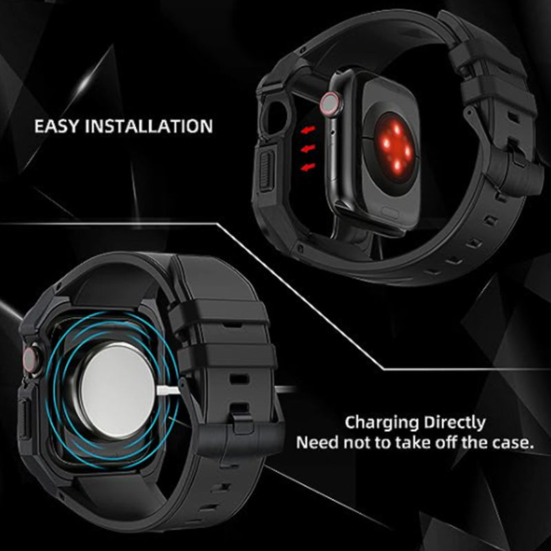 Stainless Case Band Compatible with Apple Watch Black