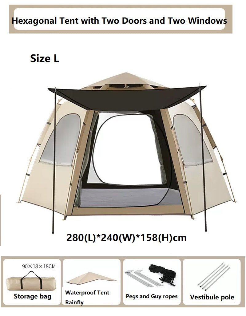 Hexagonal Camping Tent - Durable, Quick Setup JLP5467