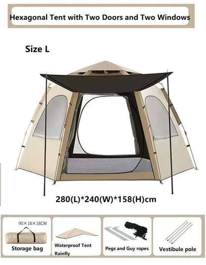 Hexagonal Camping Tent - Durable, Quick Setup JLP5467