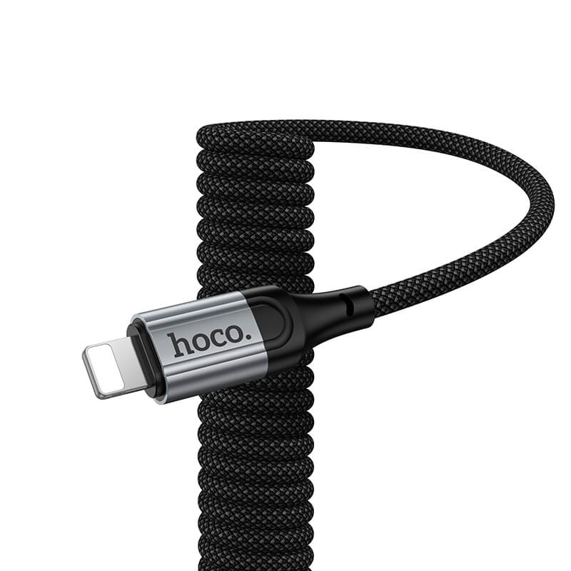 Hoco USB-A to Lightning Spring Coiled Charging Data Cable 1.5m X121