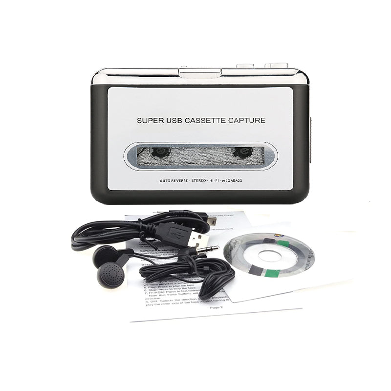 Cassette Player Portable Tape Player Captures MP3 Audio Music via USB Silver