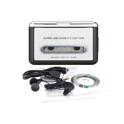 Cassette Player Portable Tape Player Captures MP3 Audio Music via USB Silver