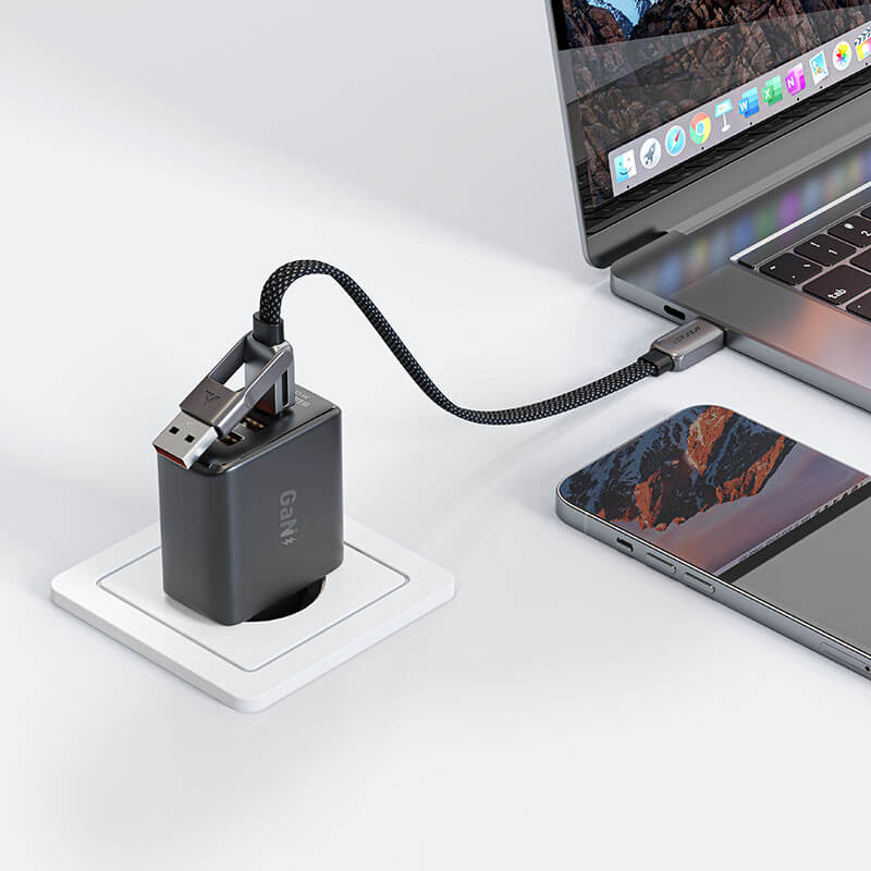 Acefast 2-in-1 USB-A & Type-C to Type-C Braid Fast Charging Cable 60W 0.2m