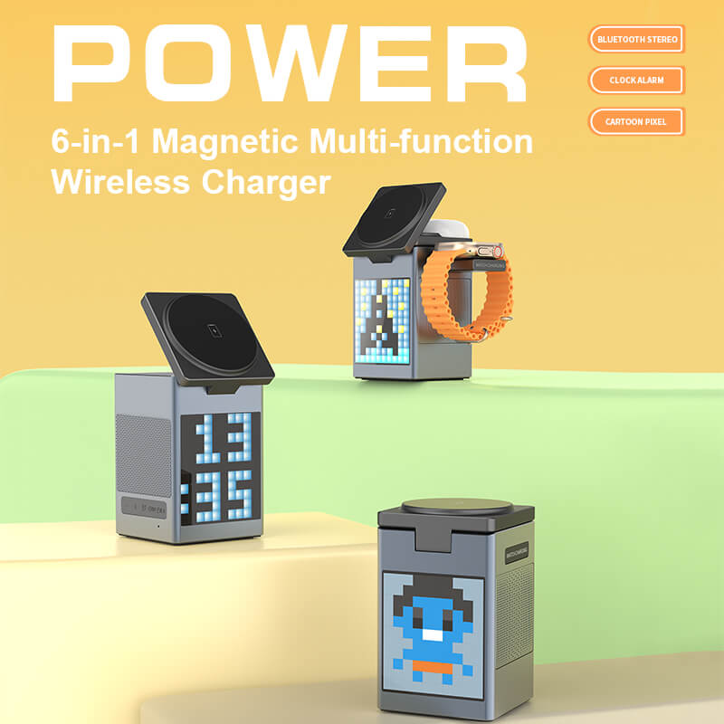 Mobie 6-in-1 Customizable Pixel LED Display Magnetic Wireless Charger