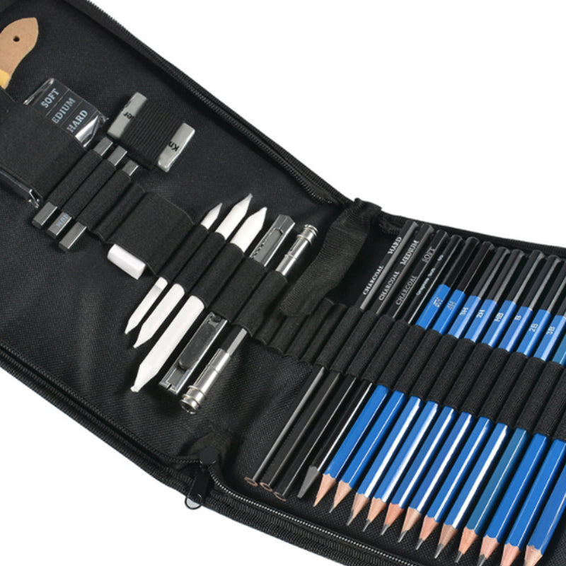 Sketch Pencils and Tools Set in a Portable Case Plus a Sketch Paper Book