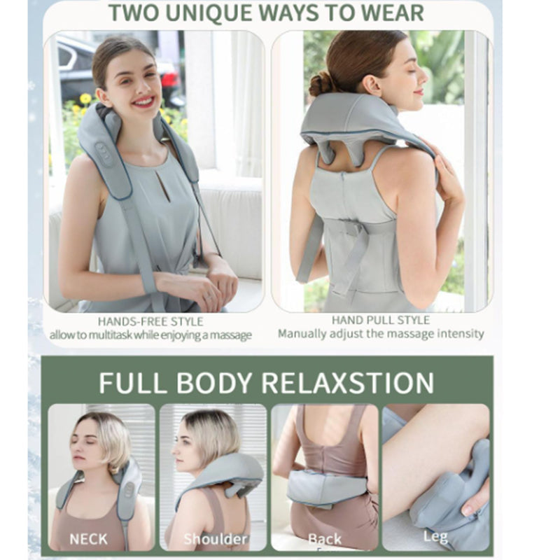 Deep Kneading Neck and Shoulder Massager with Heat 5D Cordless Mini Shiatsu Neck