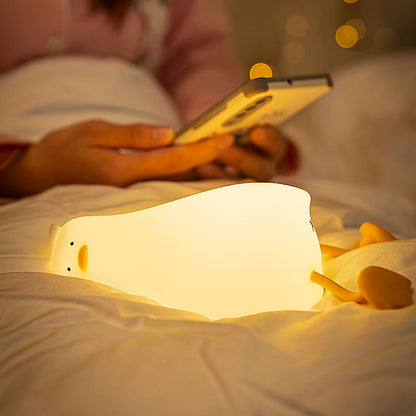 Mobie Lie in Peach Lying Flat Duck Silicone Touch Light Lamp