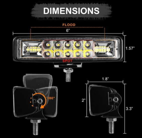 2Pcs 6 Inch LED work light inspection Car light 120W Led Pods Light Bar Slim