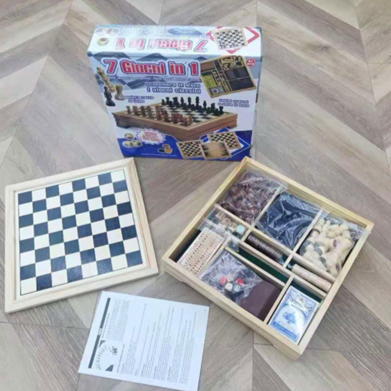 Elegant wooden chess board 7 in 1