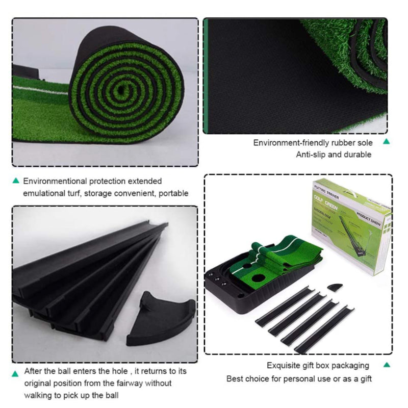 Golf Indoor Putting Mat  with Ball Return Including 3 Training Ball 3m
