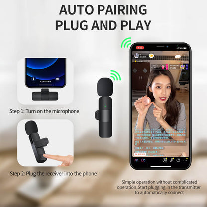 Mobie Plug-Play Wireless Lavalier Microphones for iPhone iPad Lightning Ports K9