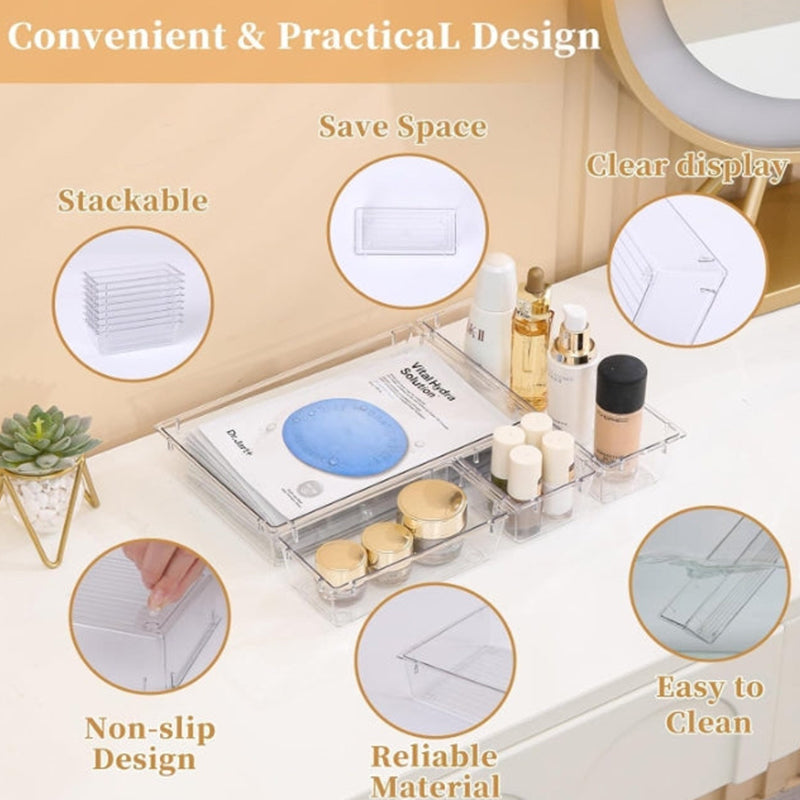 25pcs Drawer storage box set transparent plastic multifunctional organizer 25pcs