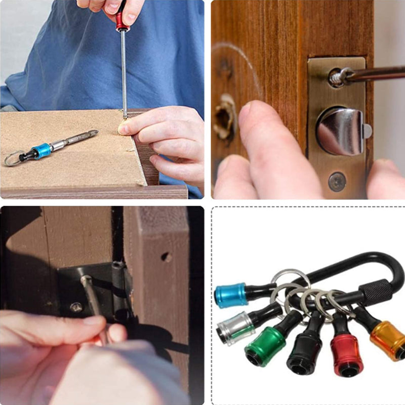 6PCS Keychain Extension Bar Aluminum Alloy Screwdriver Bits Holder Set