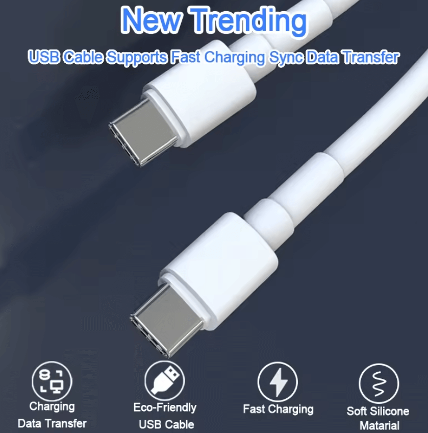 5A 100W USB-C to USB-C Cable – Super Speed Fast Charging & Data Sync