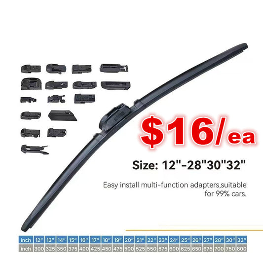 1pcs Universal Frameless Wiper Blade 28", 13 Adapators