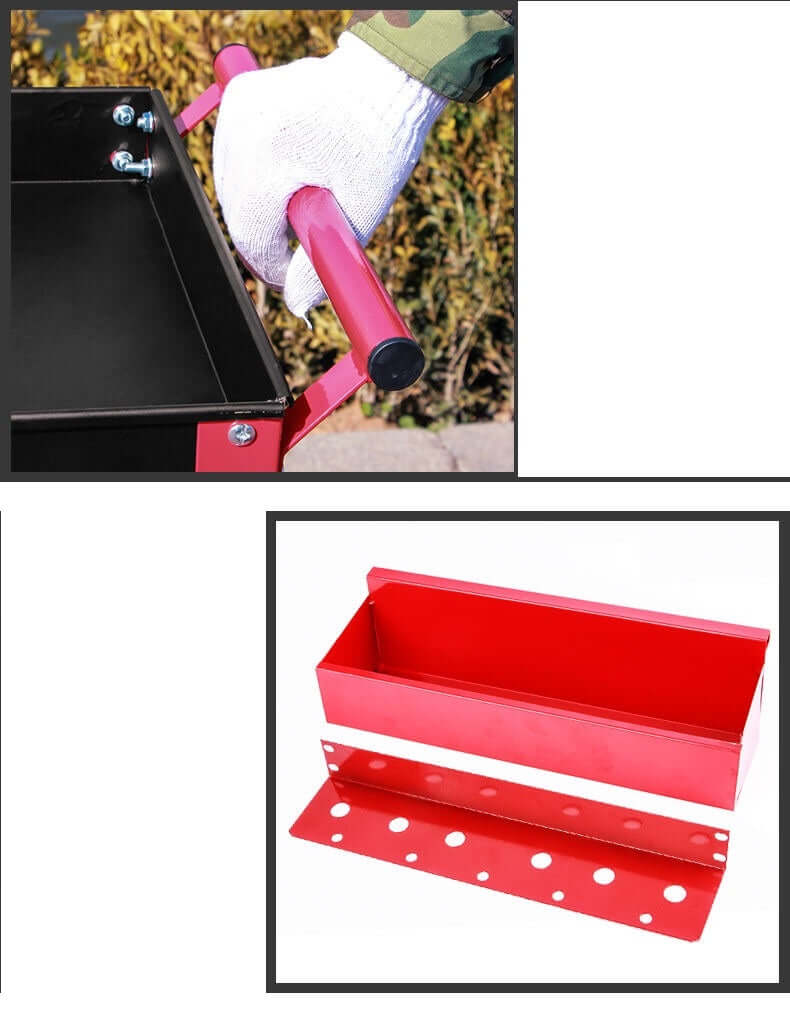 Cart 3-Tier Parts Steel Trolley Storage Organizer Red - The Shopsite