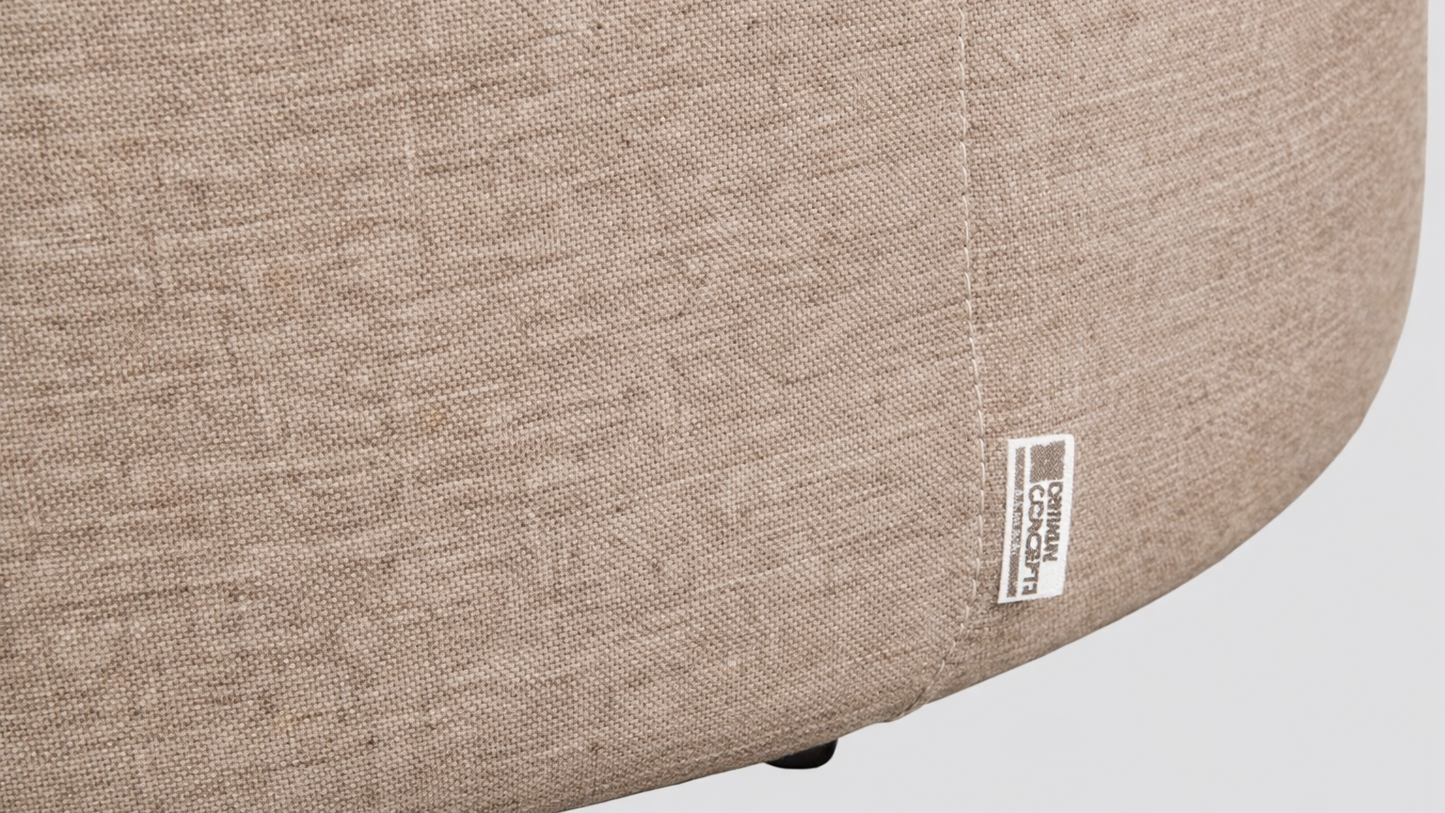SUNBRELLA ROUND POUF OTTOMAN - TAUPE CHINE