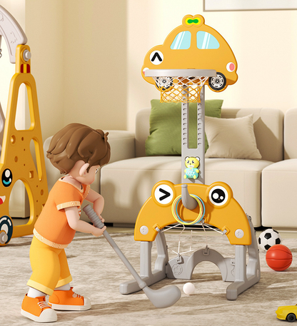 142CM Kids Basketball Hoop Stand Height Adjustable Water Base - Yellow