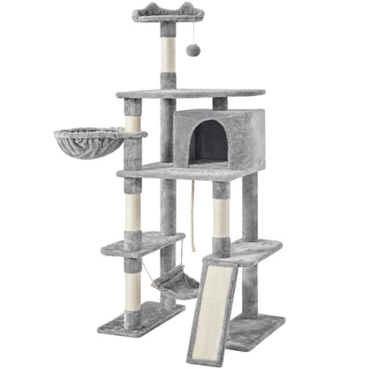 70″ Tall Multilevel Cat Tree Large Cat Tower with Condo & Perch & Basket
