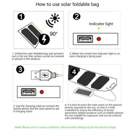 5W Foldable Solar Panel - 5V USB Output