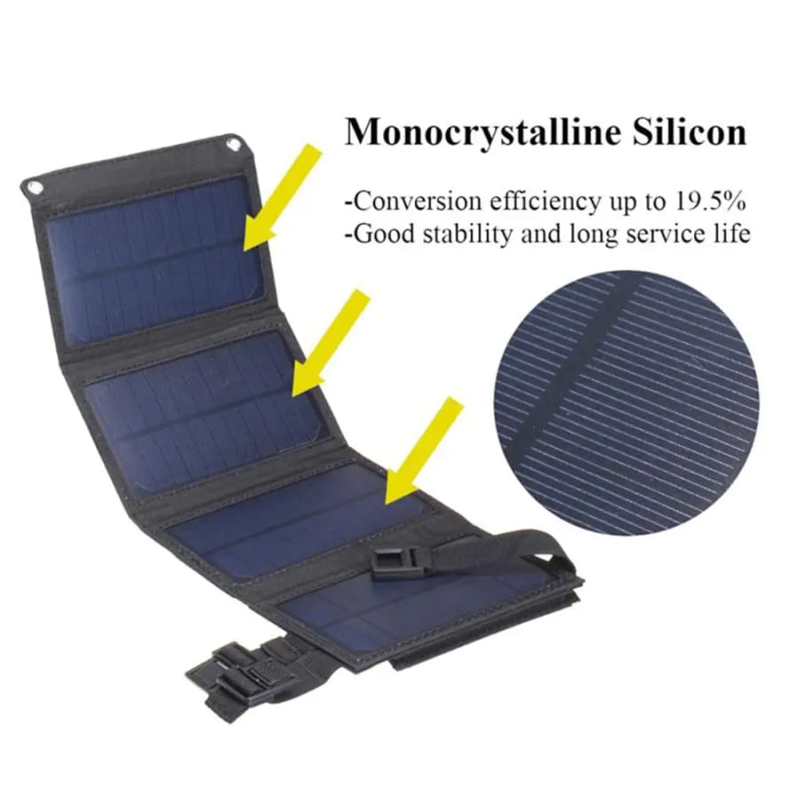 5W Foldable Solar Panel - 5V USB Output