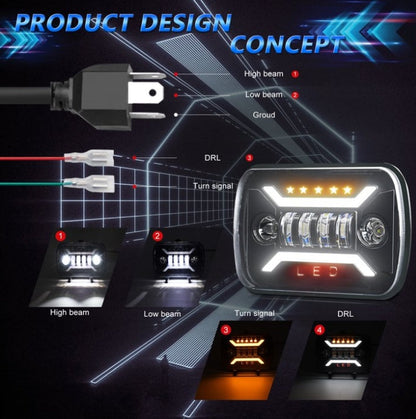 7 Inch Beam 5x7'' 7x6'' Led With Low Beam Turn H6054 Etc 7x6 With Xj Car Low Led
