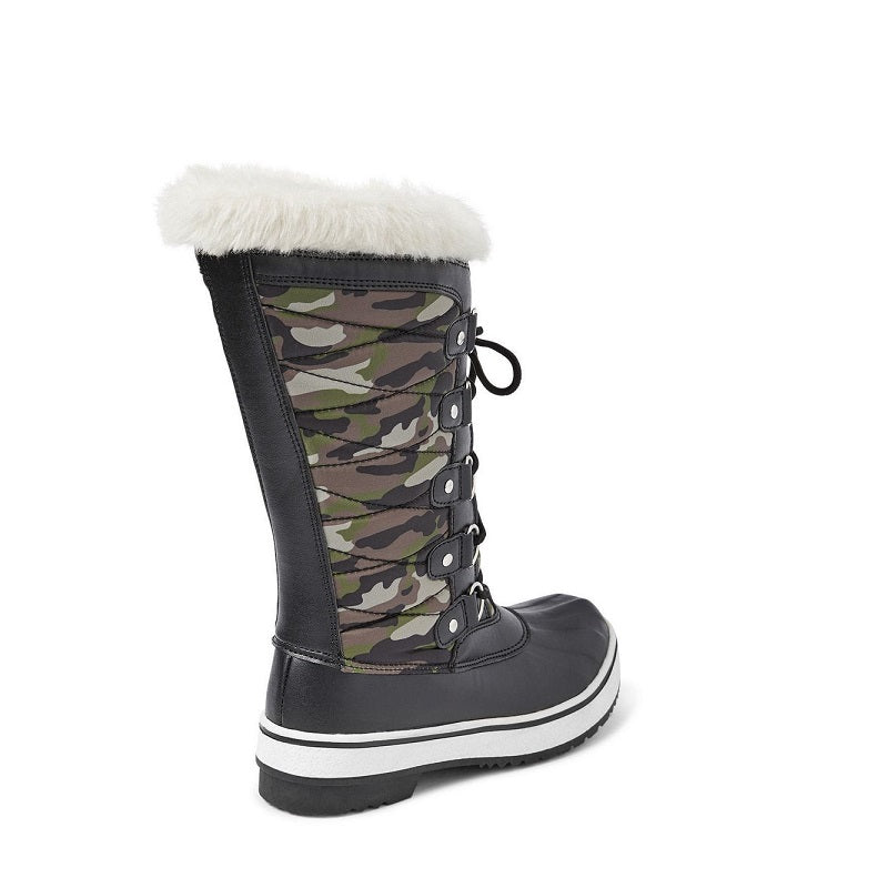 Winter Fluffy Collar Fleece Lining Lace-Up Warm Women Snow Explorer Boots 40