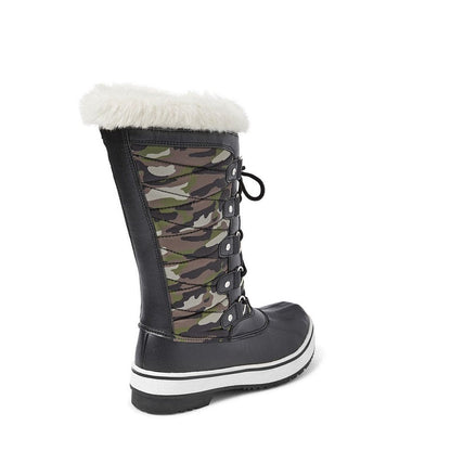 Winter Fluffy Collar Fleece Lining Lace-Up Warm Women Snow Explorer Boots 40