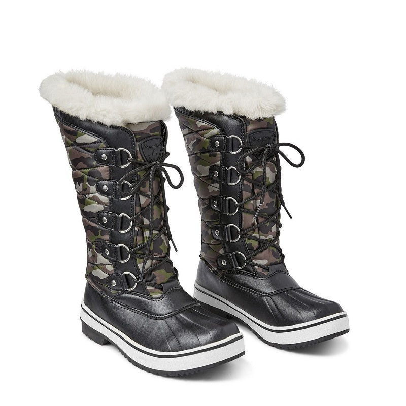 Winter Fluffy Collar Fleece Lining Lace-Up Warm Women Snow Explorer Boots 40