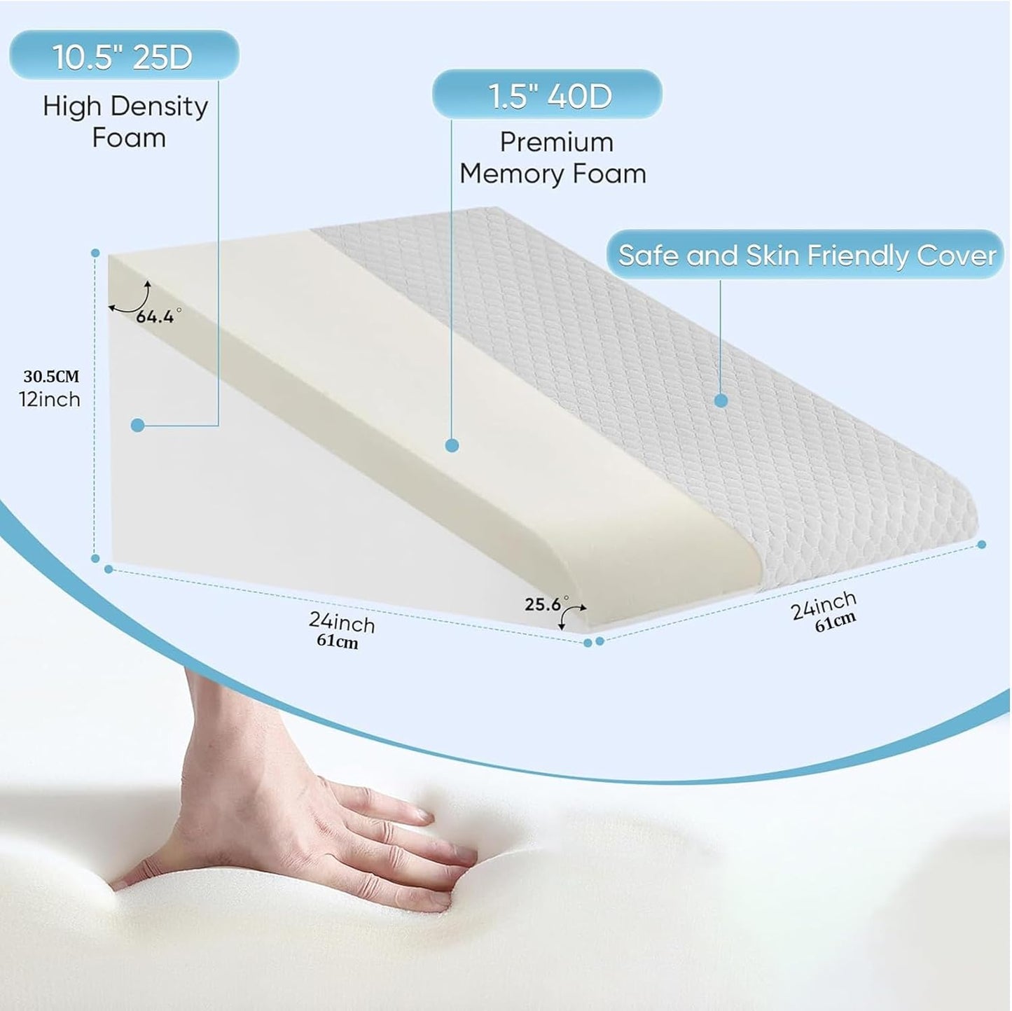 Wedge Pillow Memory Foam Cool Gel Adjuastable Cushion