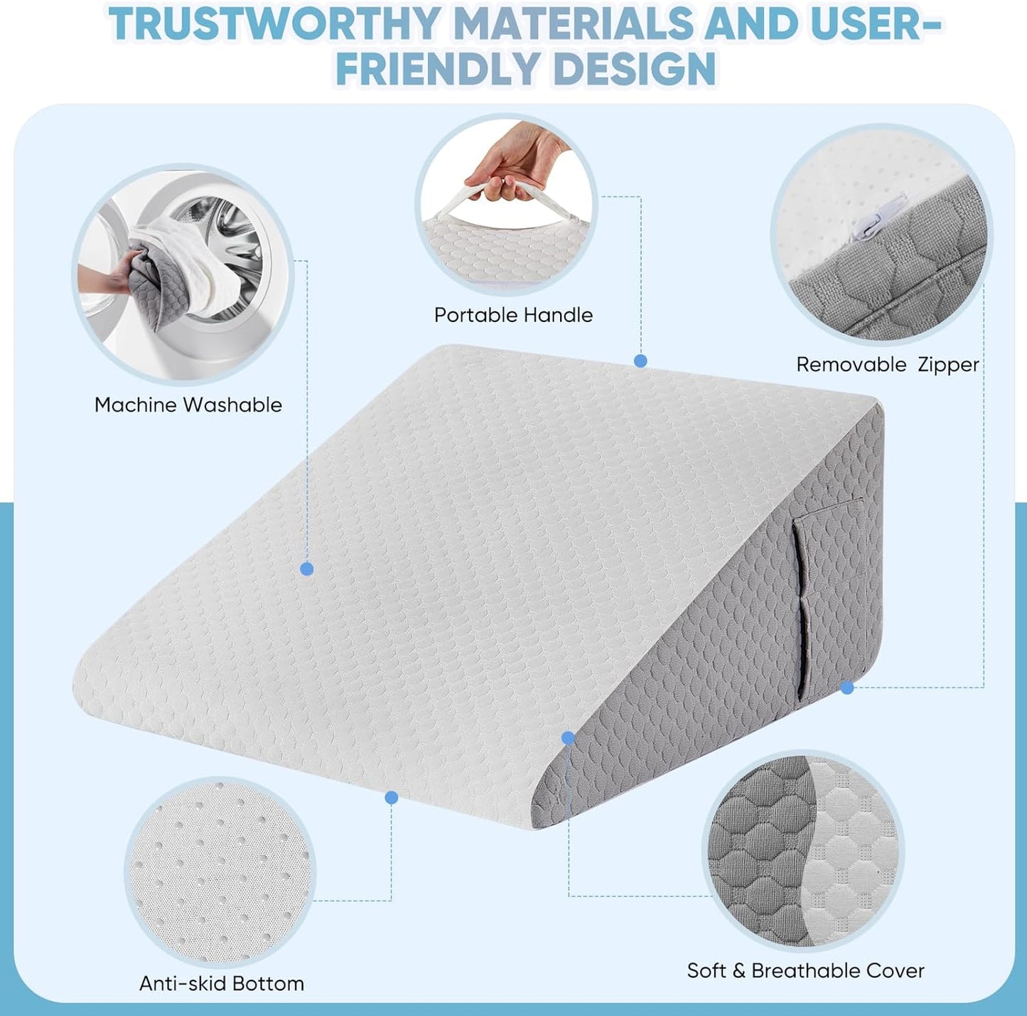 Wedge Pillow Memory Foam Cool Gel Adjuastable Cushion