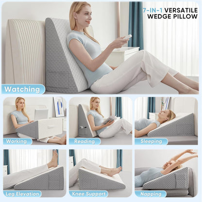 Wedge Pillow Memory Foam Cool Gel Adjuastable Cushion