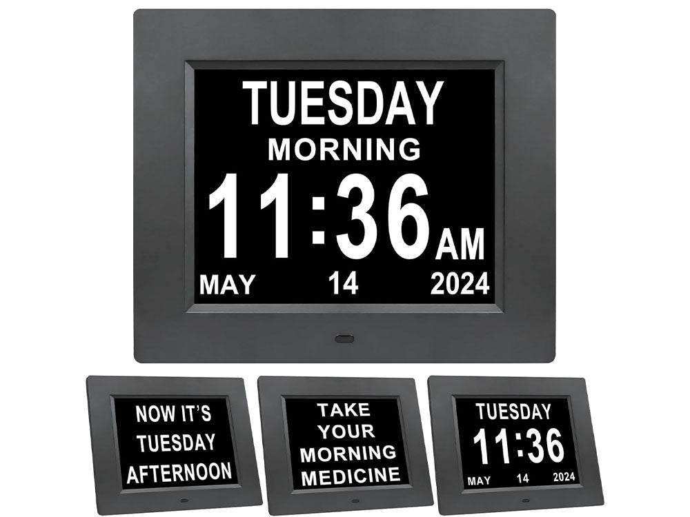 8inch LED Dementia Digital Calendar Clock Alarm Extra Large Day/Week/Month/Year